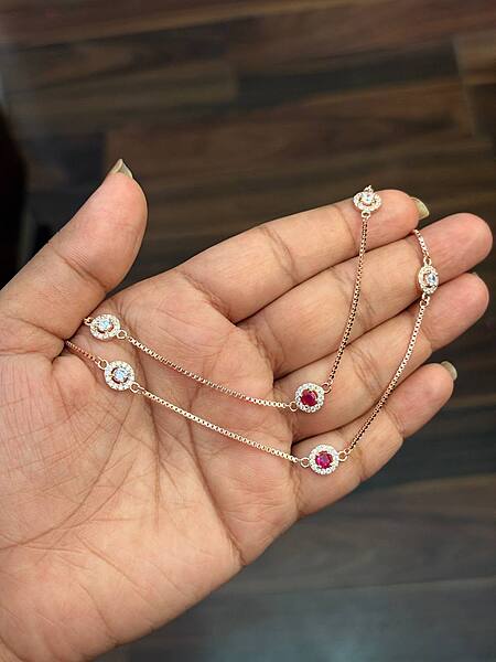 Silver iniya anklet with rosegold finish