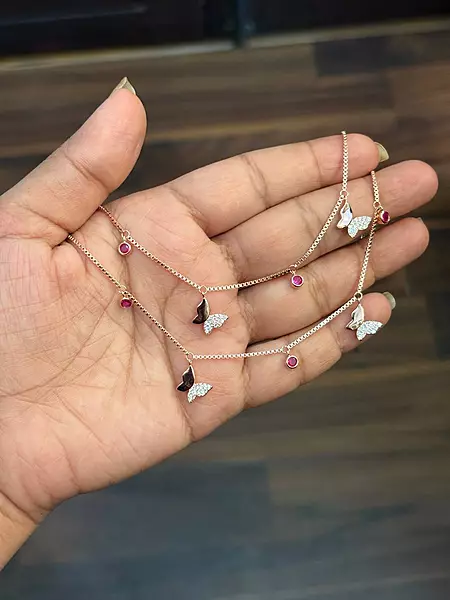 Silver pink casting butterfly with rosegold finish