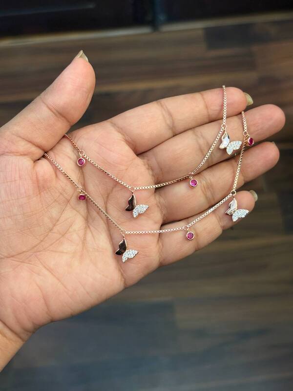 Silver pink casting butterfly with rosegold finish