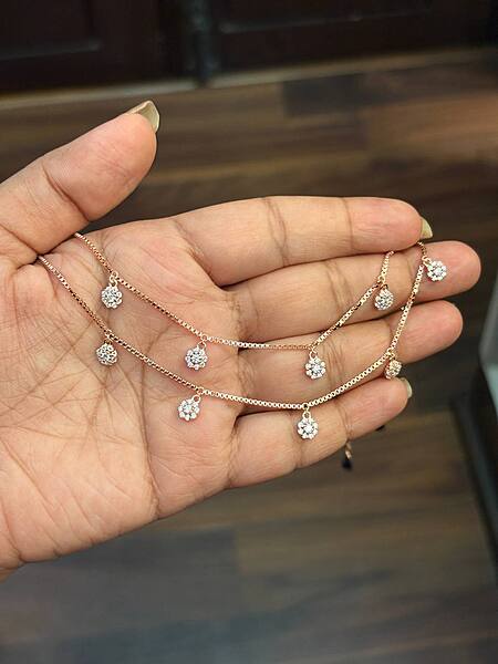 Silver kayal anklet with rosegold finish
