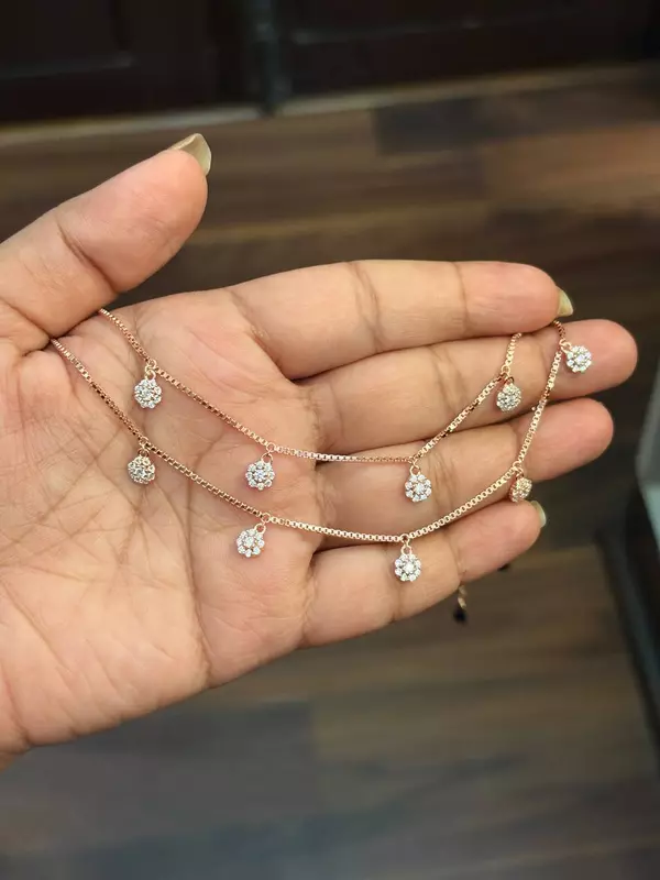 Silver kayal anklet with rosegold finish