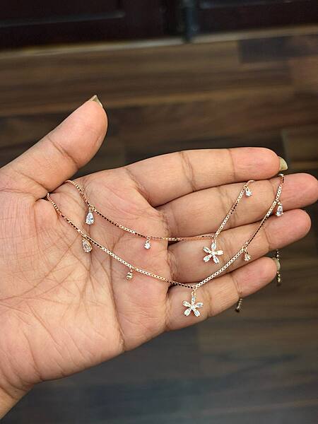 Silver yali anklet with rosegold finish