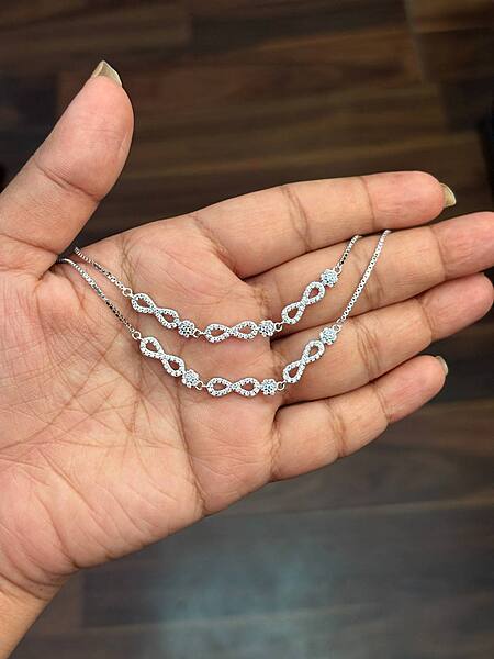 Silver infinity flower anklet