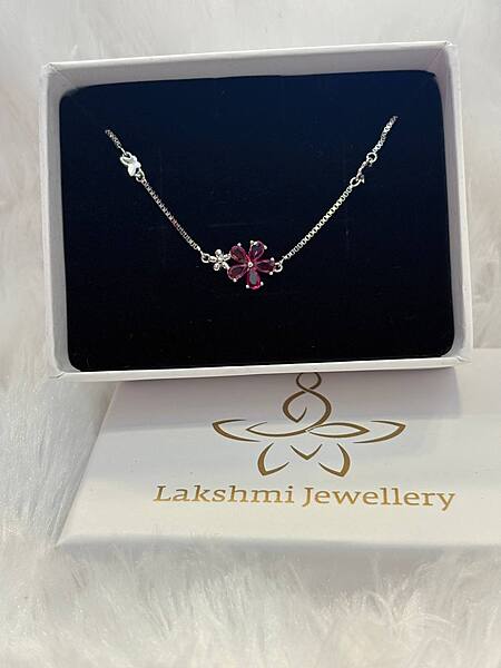 Silver pink flower bracelet