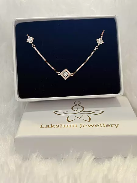 Silver tristone bracelet with rosegold finish