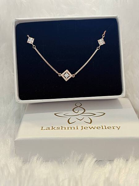 Silver tristone bracelet with rosegold finish