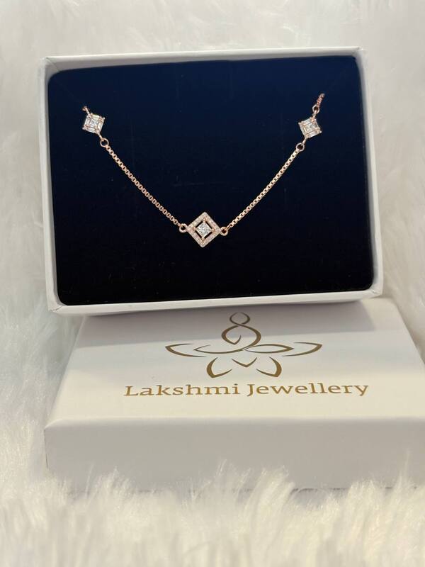 Silver tristone bracelet with rosegold finish