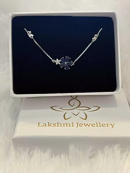 Silver blue flower bracelet