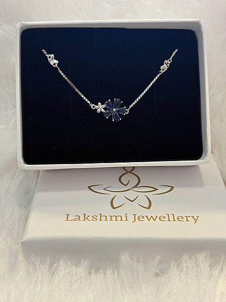 Silver blue flower bracelet