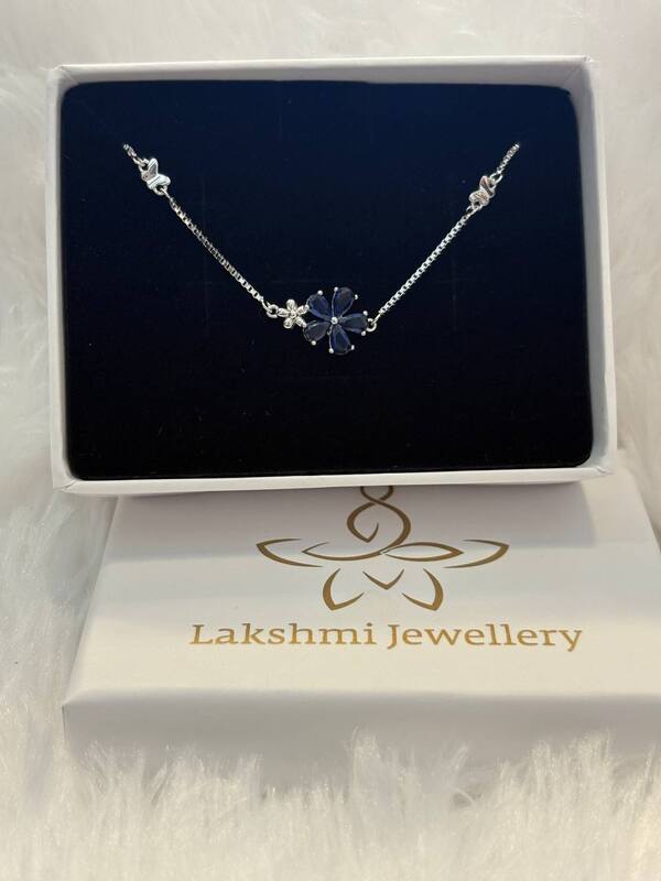 Silver blue flower bracelet