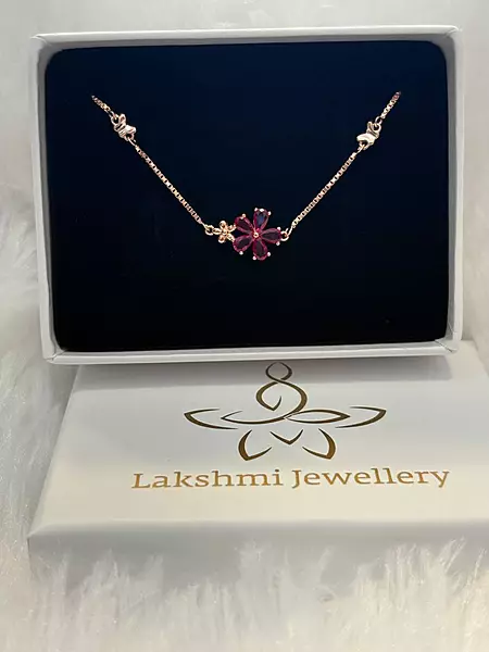 Silver pink with white stone bracelet with rosegold finish