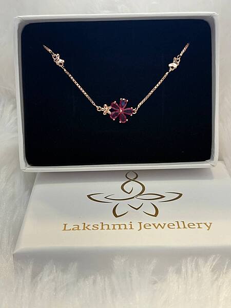 Silver pink with white stone bracelet with rosegold finish