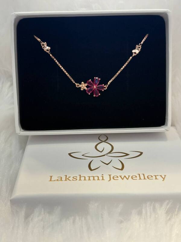 Silver pink with white stone bracelet with rosegold finish