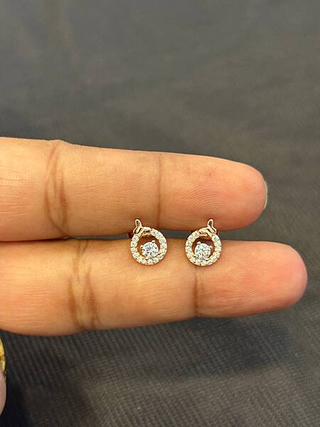 Silver butterfly round stud with rosegold finish