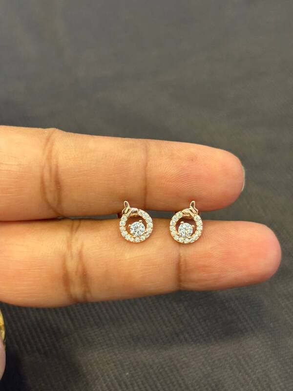 Silver butterfly round stud with rosegold finish