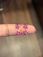 silver double flower toe ring with rose gold finish