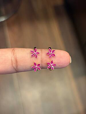 silver double flower toe ring with rose gold finish