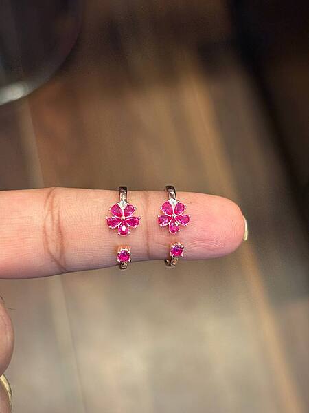Silver poorva pink toe ring with rosegold finish