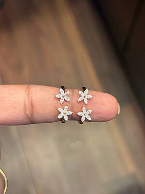 silver double flower toe ring with rose gold finish