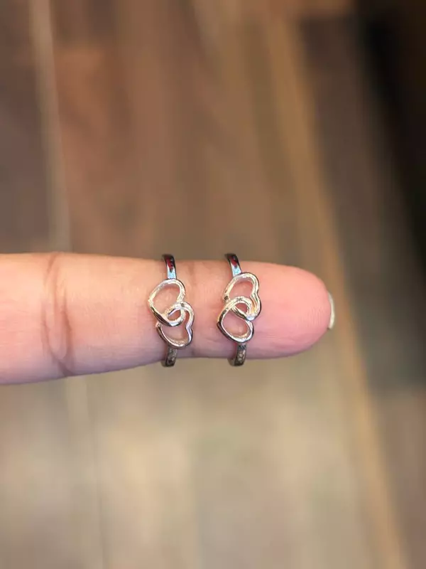 silver dual heart toe ring