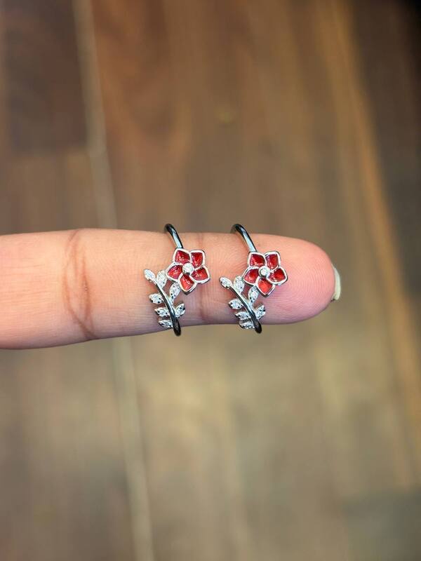 silver flowery leaf toe ring
