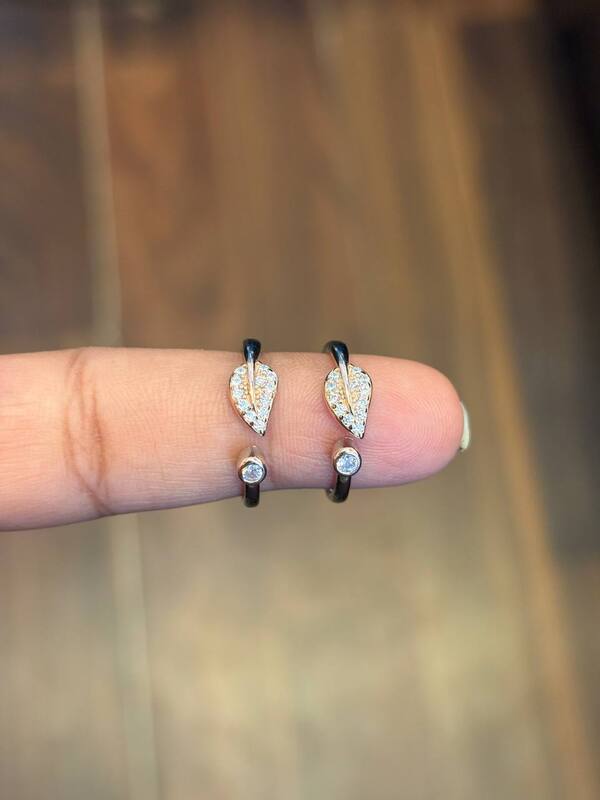silver leaf dual finish toe ring