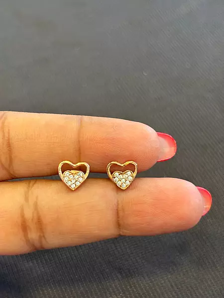 Silver heart second stud with rosegold finish