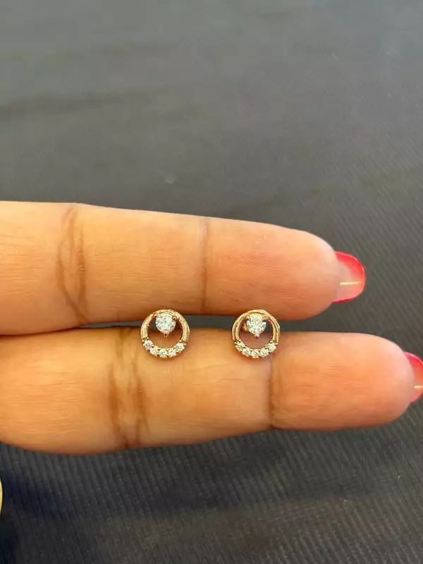 Silver deepthi second stud with rosegold finish
