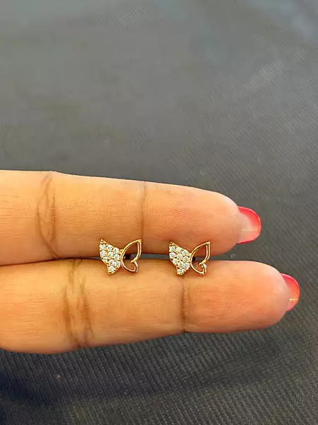 Silver casting butterfly second stud with rosegold finish