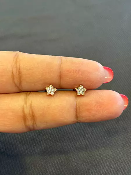 Silver star1 second stud with rosegold finish
