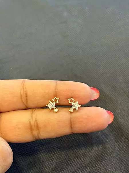 Silver triple star second stud with rosegold finish
