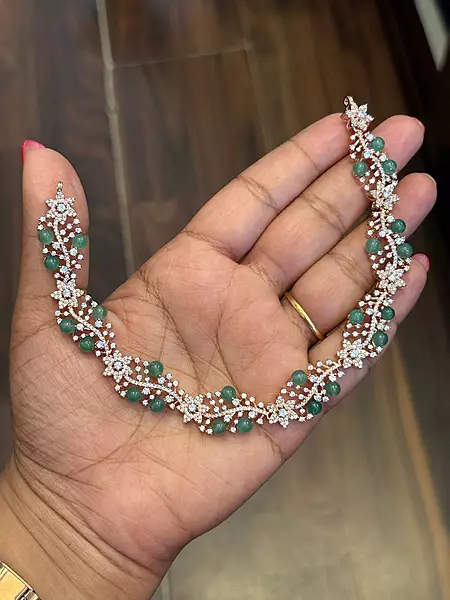 Silver disha necklace with rosegold finish