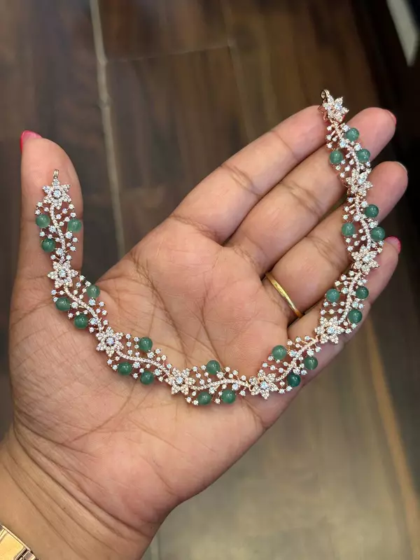 Silver disha necklace with rosegold finish