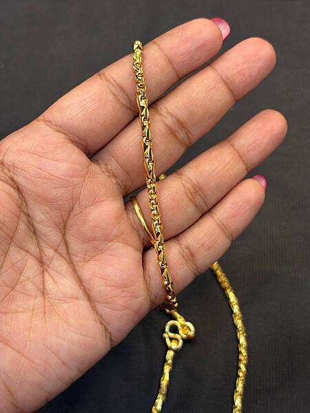 Silver double design chain with gold finish