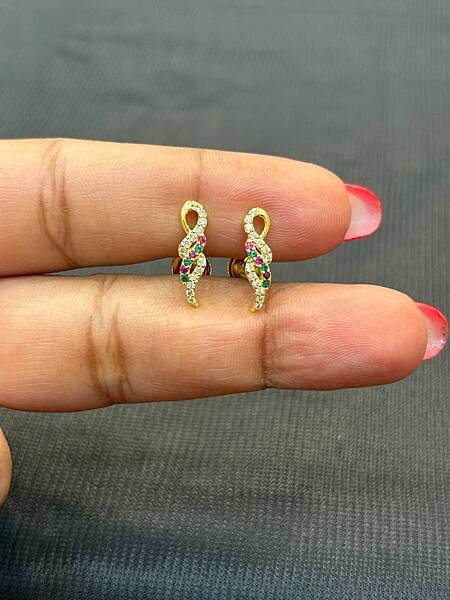 Silver multi twisted stud with gold finish