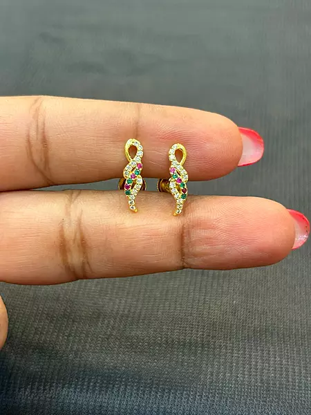 Silver multi twisted stud with gold finish