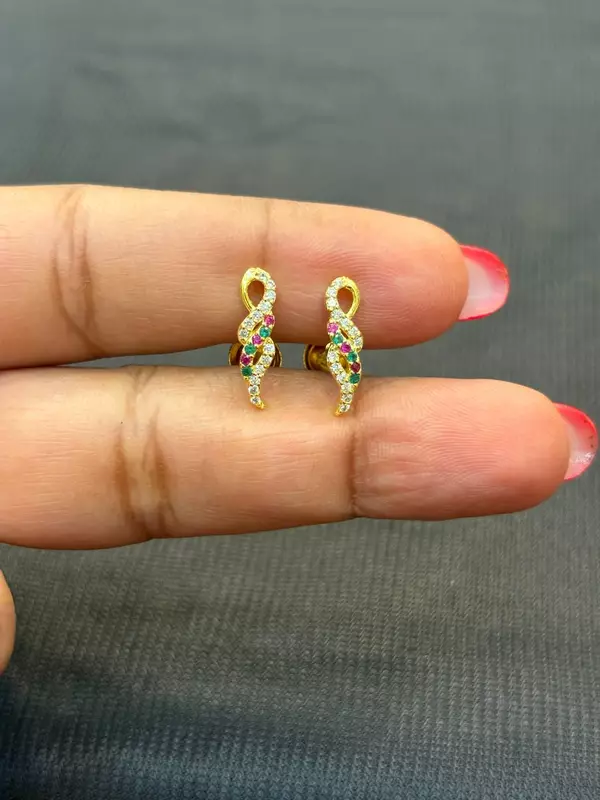 Silver multi twisted stud with gold finish