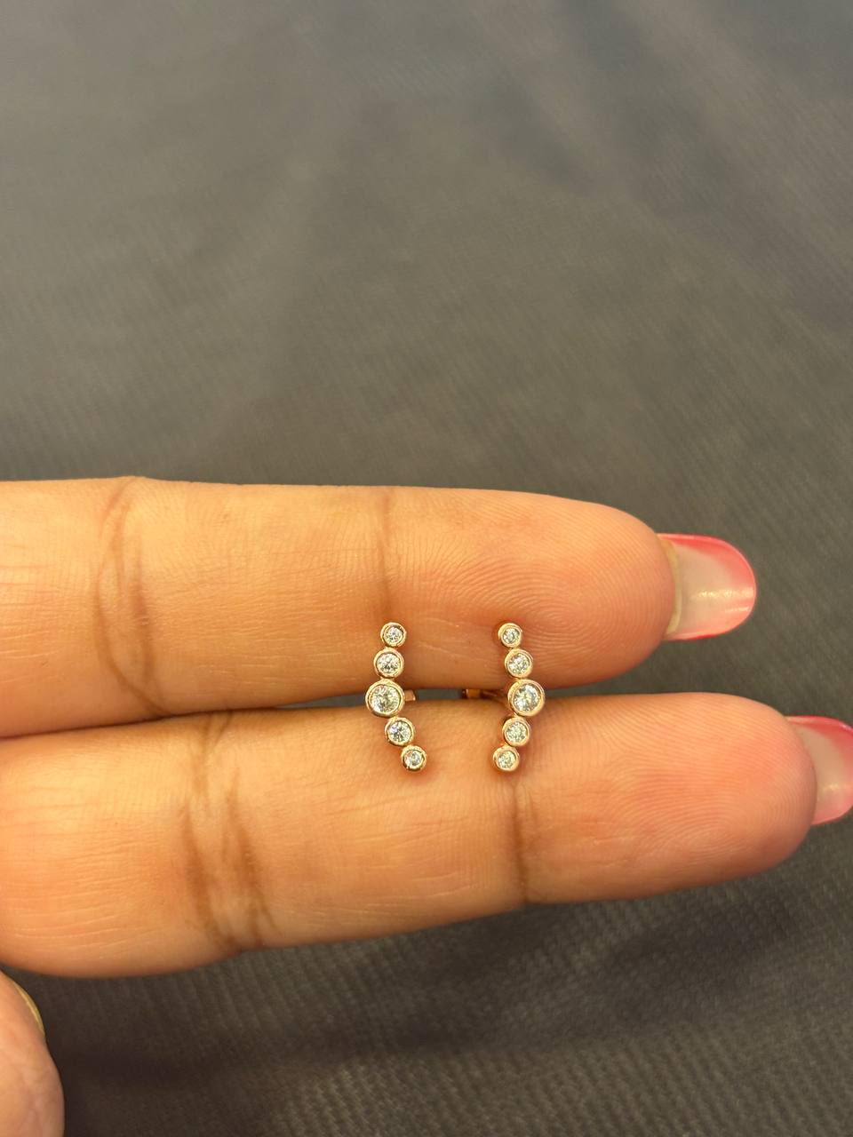 Silver yazhi second stud with rosegold finish