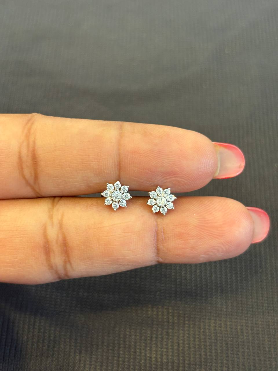 Silver 9 stone fancy stud