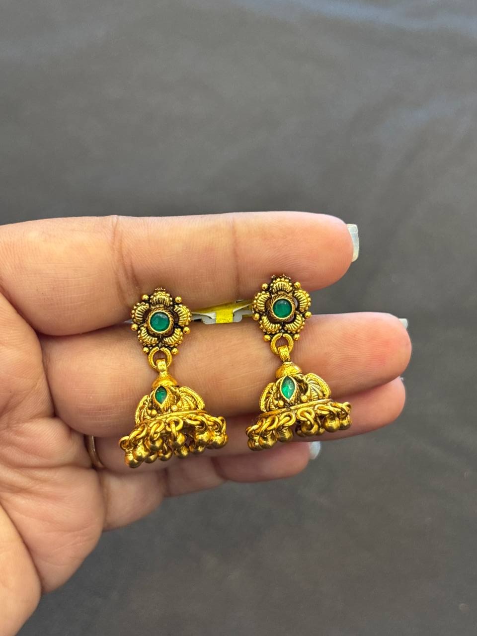 Silver nakshathra jhumka with antique finish