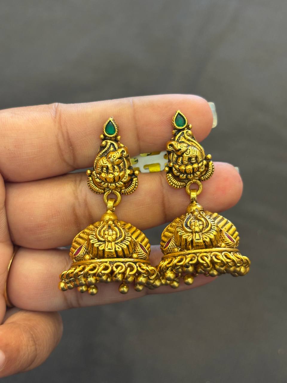 Silver yanai Jhumka with antique finish
