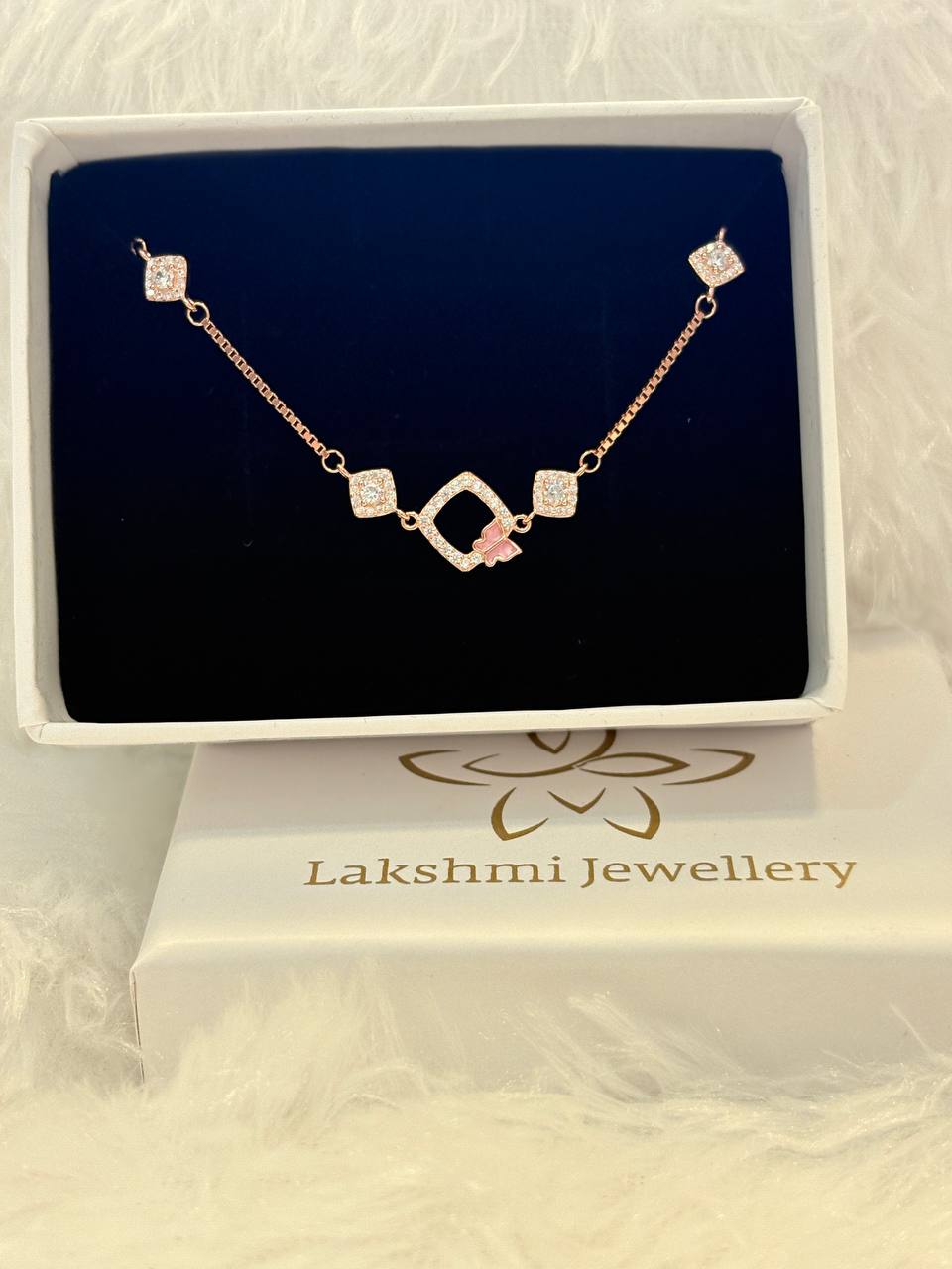 Silver mia bracelet with rosegold finish