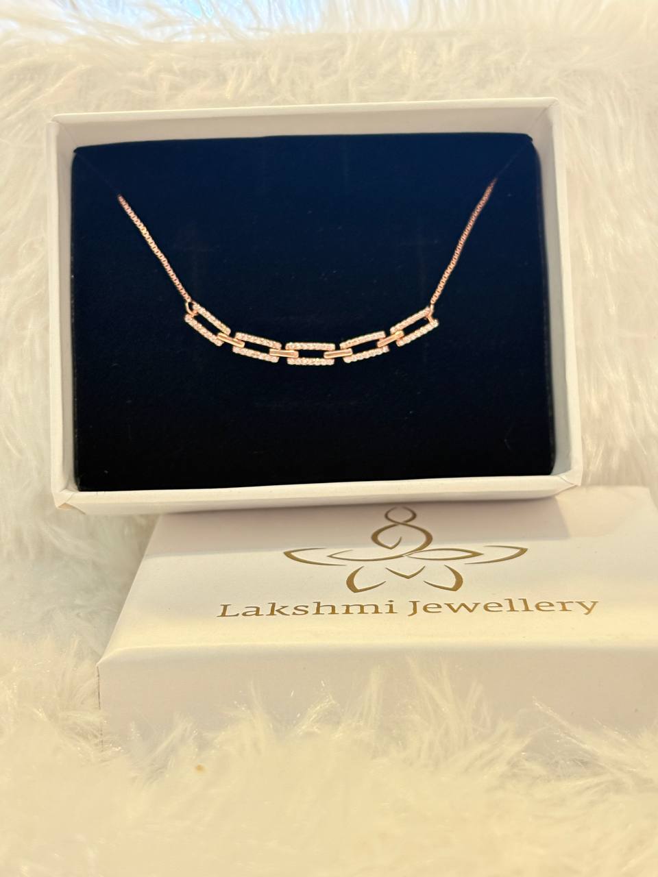 Silver link bracelet with rosegold finish
