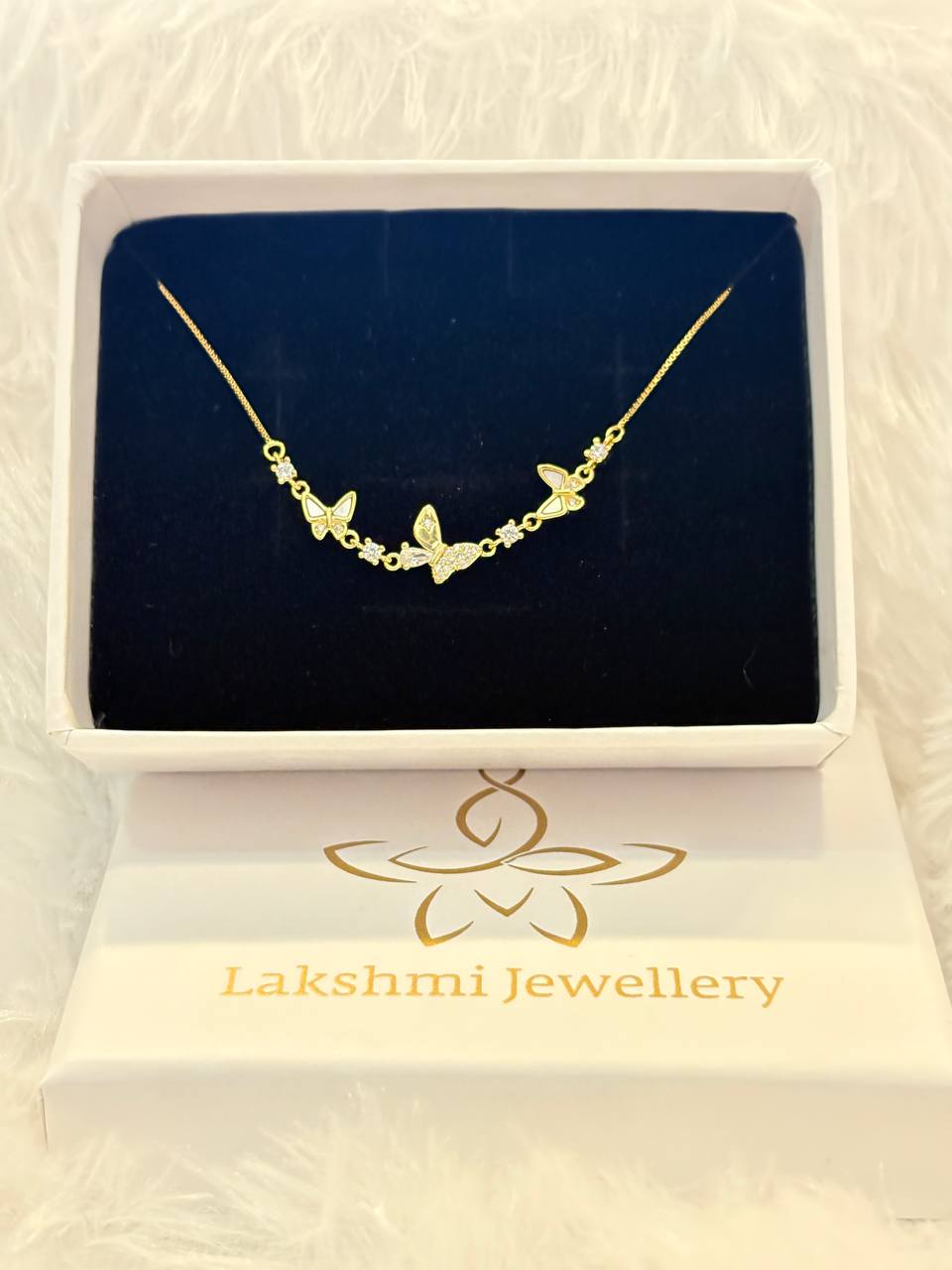 Silver tri butterfly with gold finish