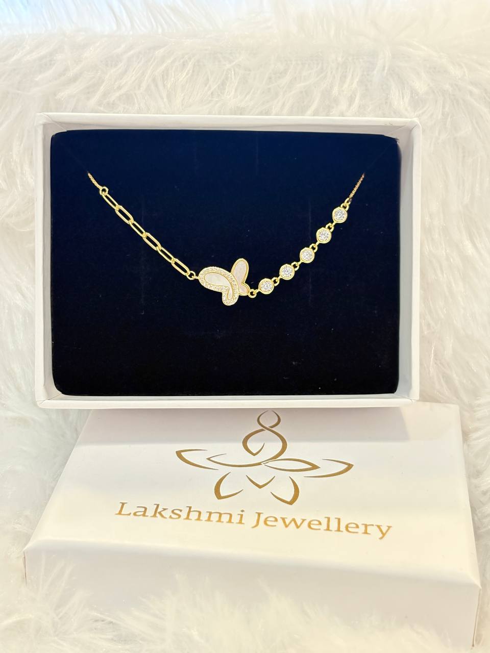 Silver mop butterfly with gold finish