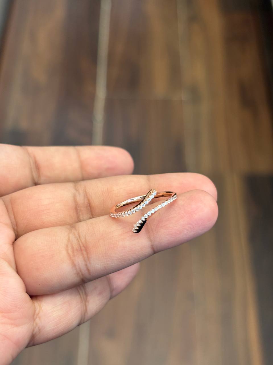 Silver inaya ring with rosegold finish