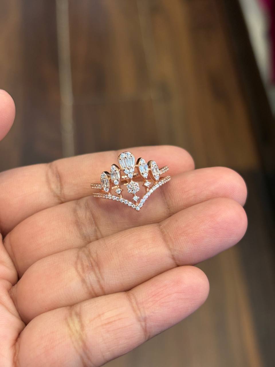 Silver megha ring with rosegold finish