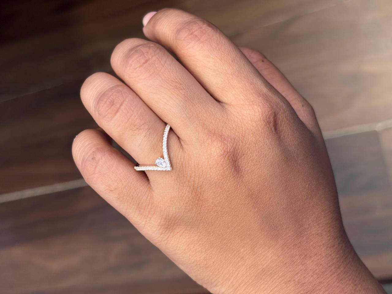Silver rhea ring with rosegold finish