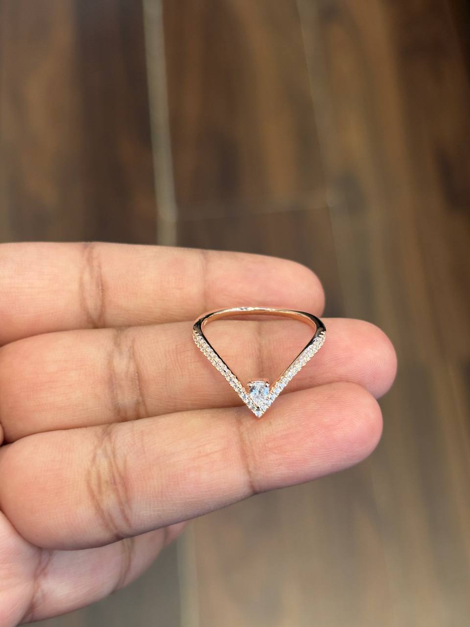 Silver rhea ring with rosegold finish