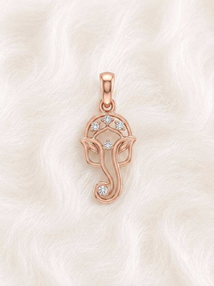 Silver ganesha pendant with rosegold finish